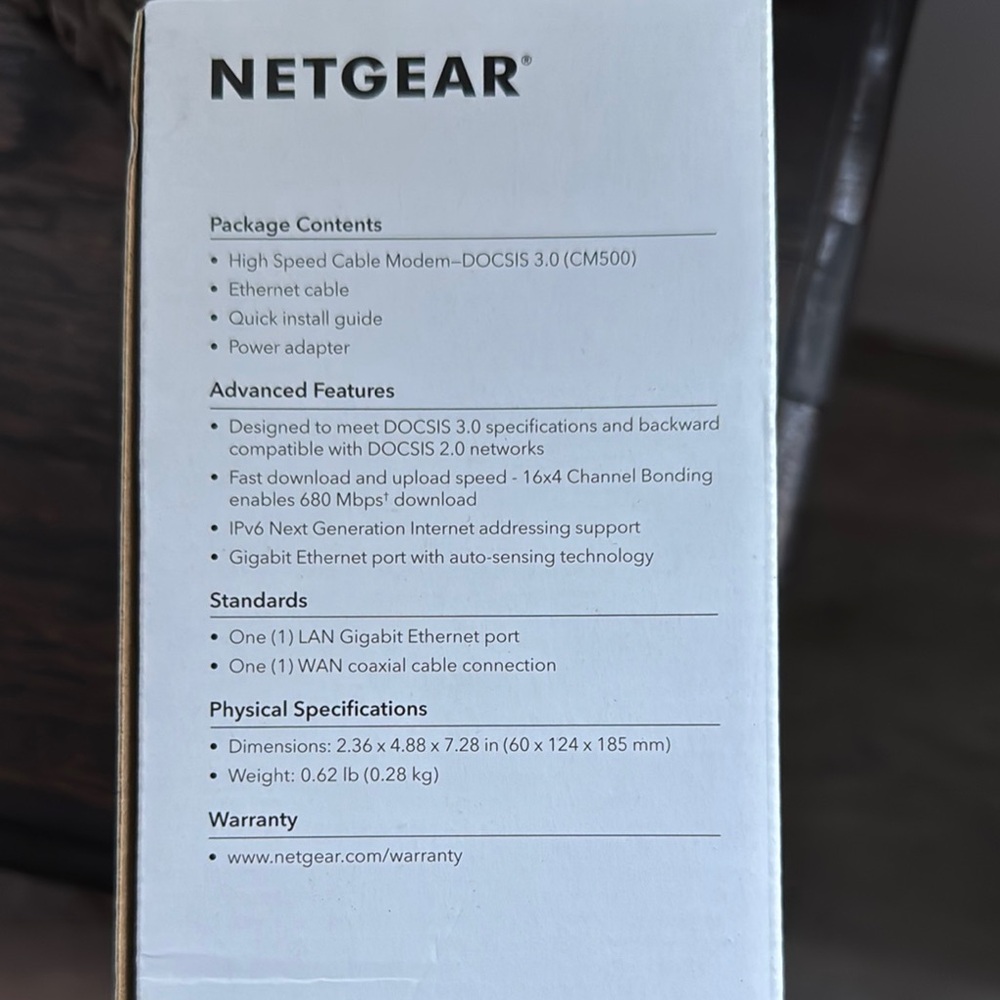 Netgear Black Wireless Router CM500 High Speed Cable Modem - Picture 10 of 10